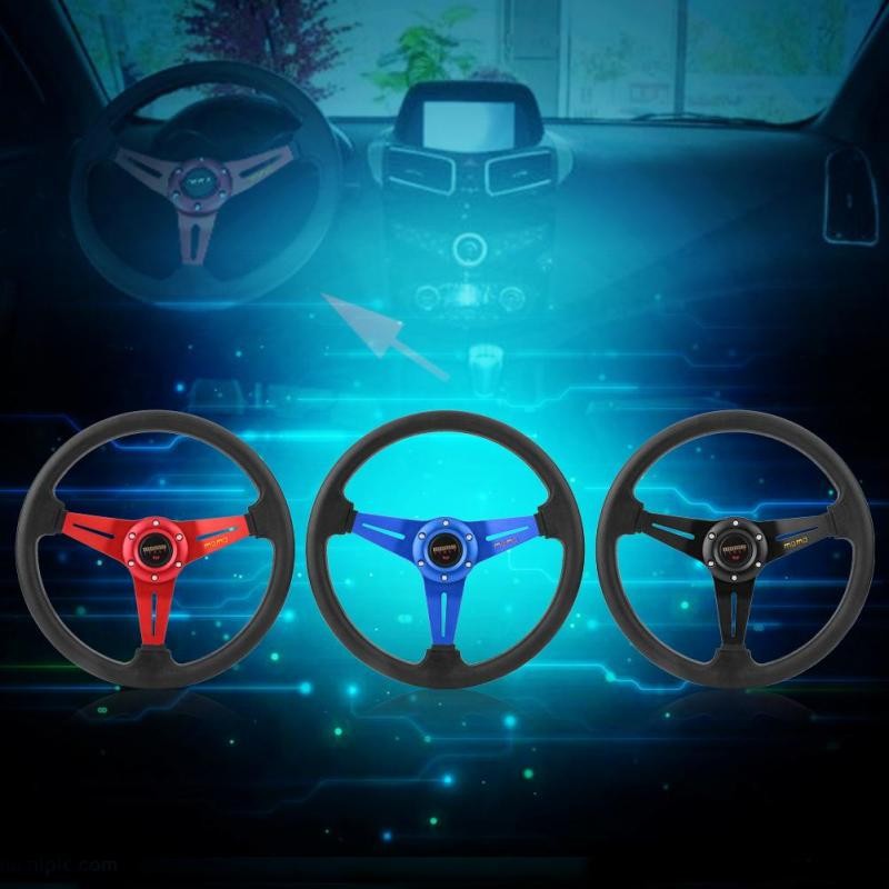 [ELE]Vô lăng xe đua 350mm 14inch king kim loại bọc da PU kèm bộ phụ kiện | BigBuy360 - bigbuy360.vn