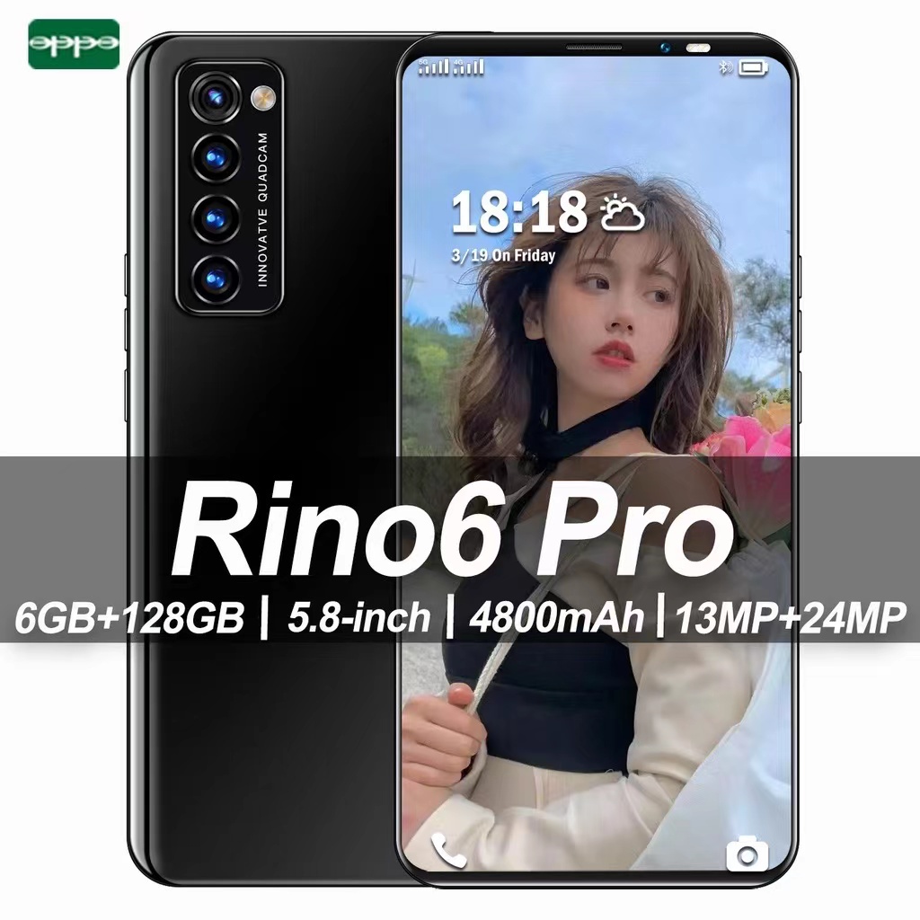 Điện thoại di động rino6 pro mới nguyên bản bán điện thoại chơi Máy ảnh HD màn hình lớn game thẻ kép Android 5G COD