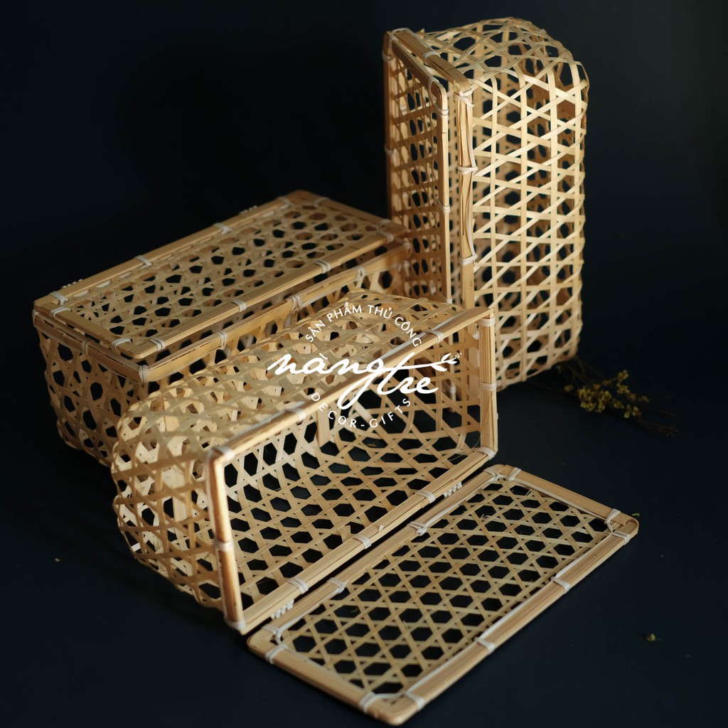 Hộp Chữ Nhật Đựng Quà Mây Tre Đan Thủ Công