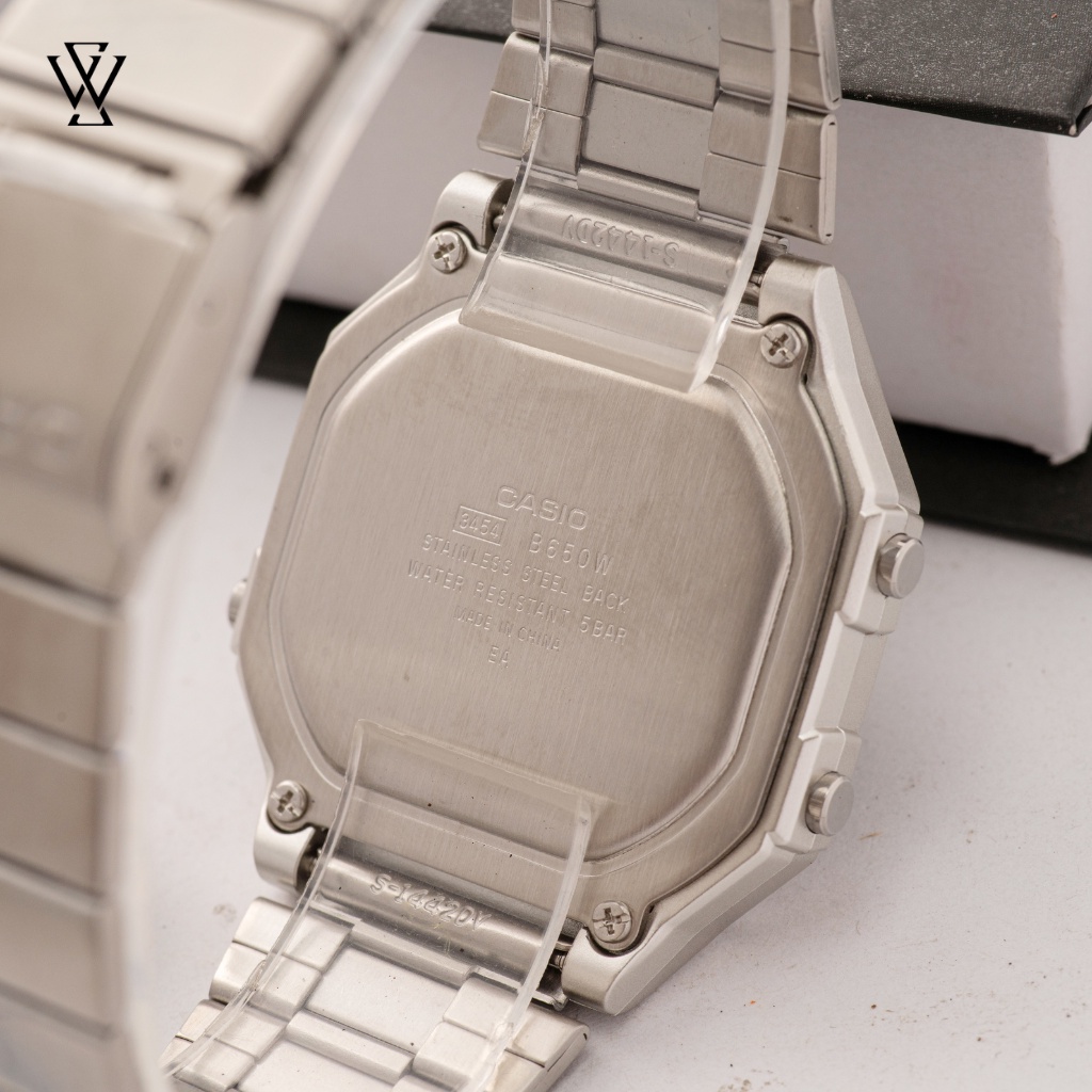 Đồng Hồ Điện Tử Nữ Casio WATCHSTORE B650WD-1ADF, Mặt Kính Vuông 41mm, Dây Kim Loại, Vỏ Nhựa Bền Bỉ