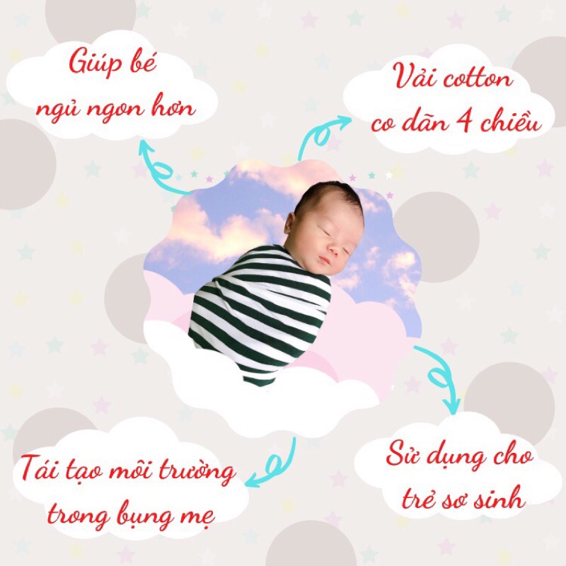 Quấn chũn cao cấp cho bé ngủ ngon, Khăn quấn bé sơ sinh cao cấp - Sumishop2019