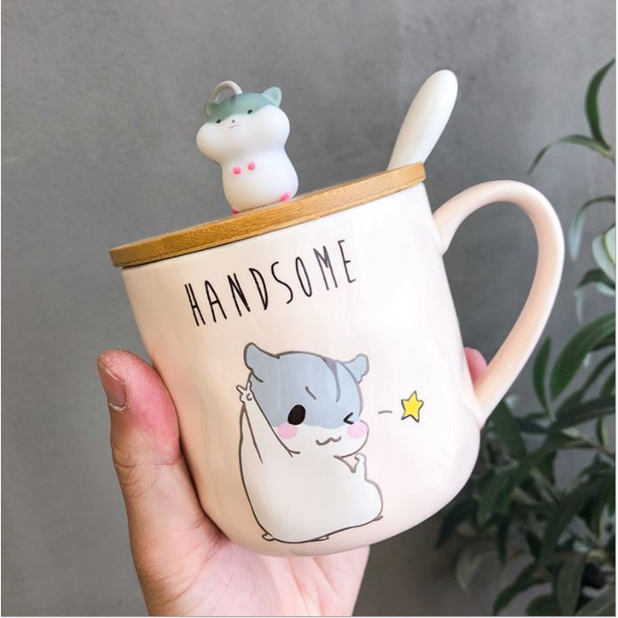[Mã LIFESPIKE19 giảm 10% đơn 99K] Cốc Sứ, Ly Sứ Hình Chuột Cao Cấp 400ml Có Nắp Đậy | BigBuy360 - bigbuy360.vn