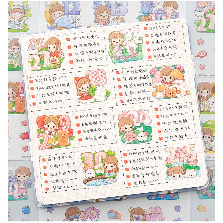 Miếng sticker PET chống thấm nước họa tiết hoạt hình sáng tạo trang trí cho bé gái