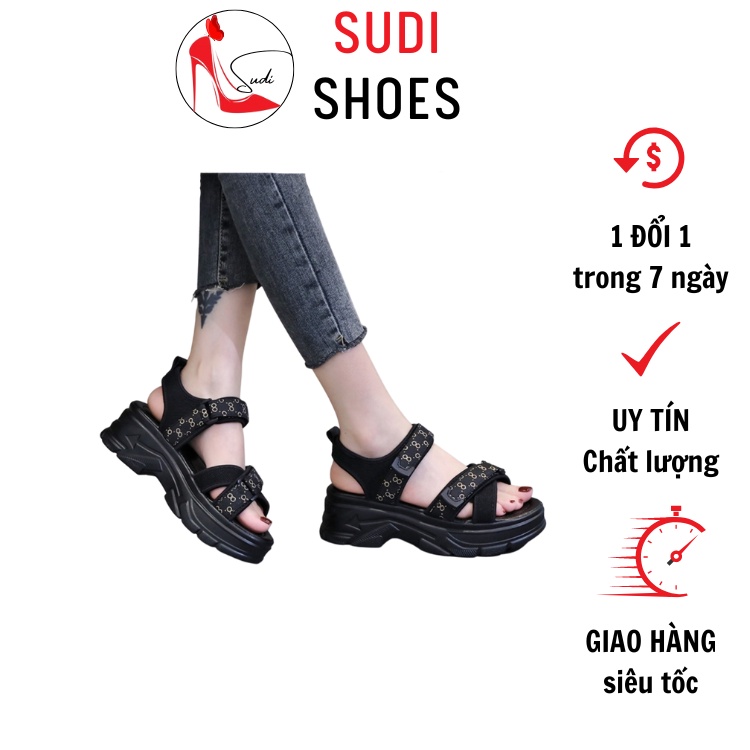 Dép quai hậu Sandal đế bánh mi quai dán SUDI SHOES SD071-D dành cho học sinh,người lớn đủ size đi học đi chơi du lịch