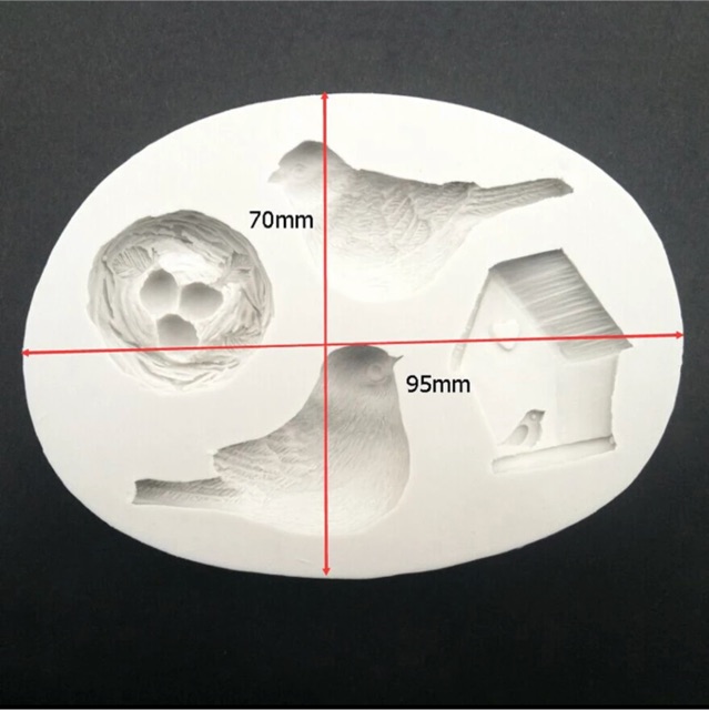 Khuôn silicon -khuôn chim, nhà, tổ chim ( cao cấp không mùi)