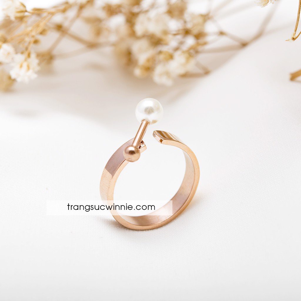 Nhẫn nữ titan pearl cross