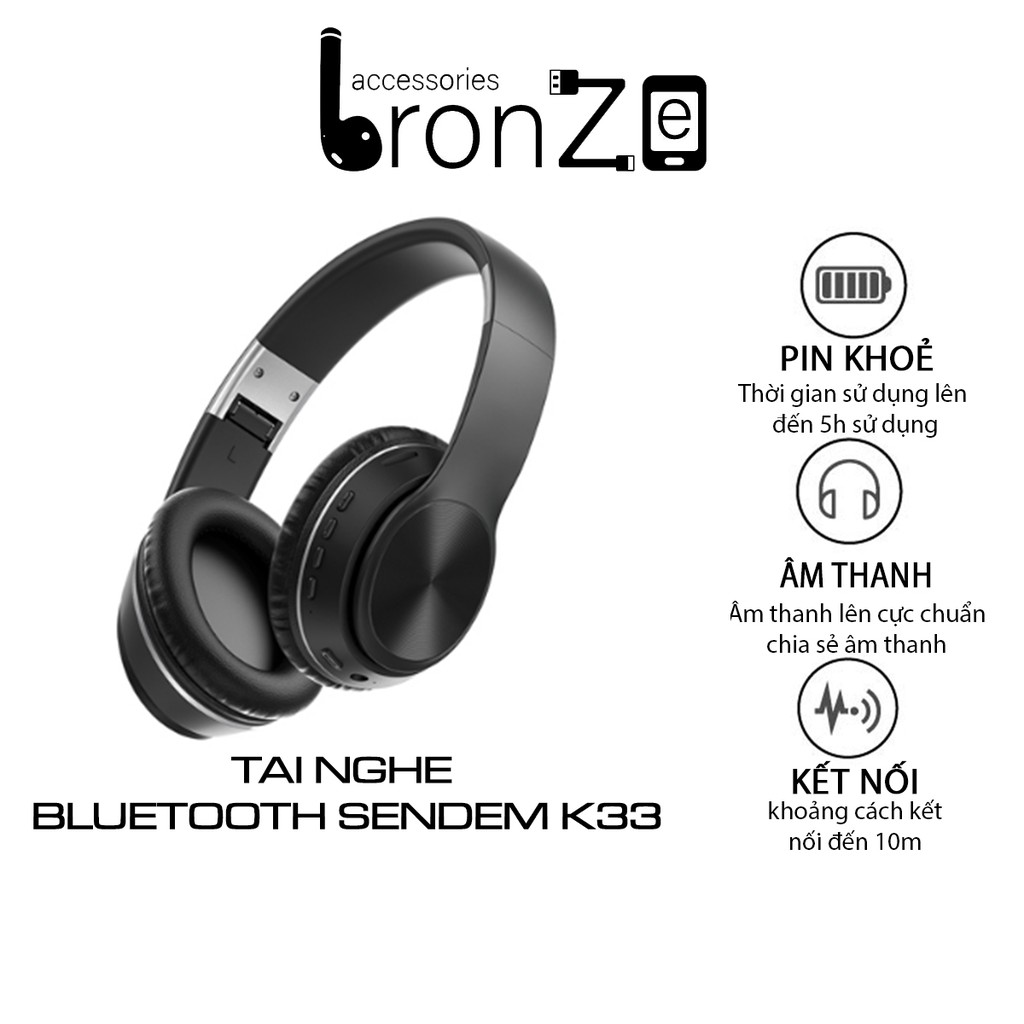 Tai nghe chụp tai Bluetooth không dây/có dây SENDEM K33