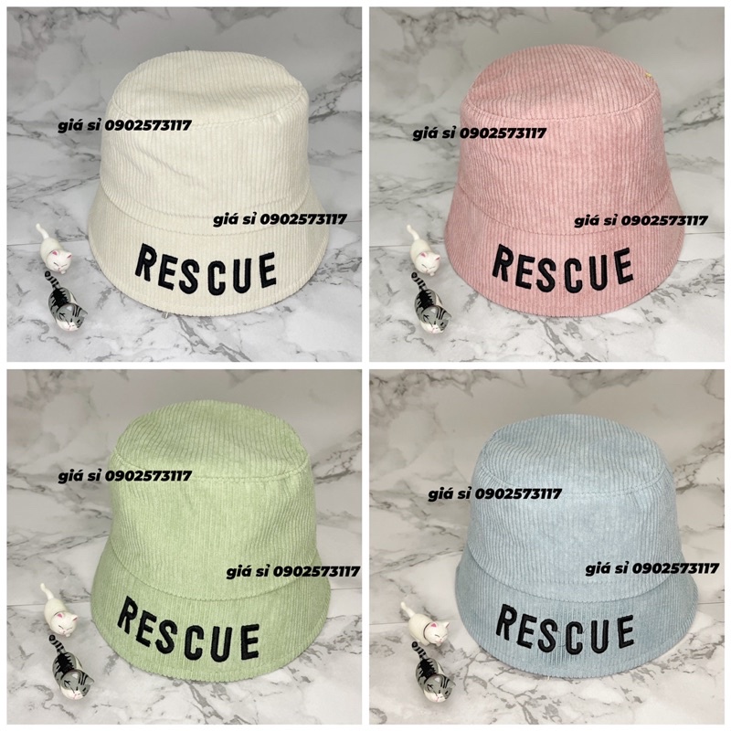 Nón mũ bucket nhung sọc thêu vành RES thời trang cá tính hot trend nhiều màu sắc thời trang nam nữ