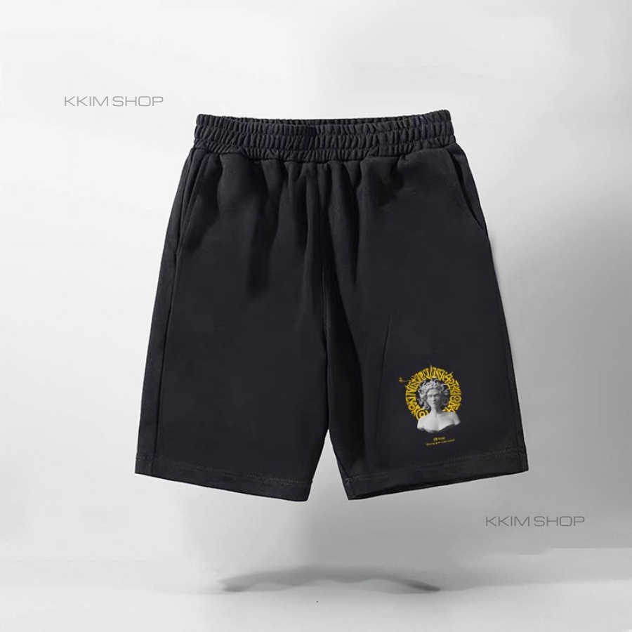 QUẦN SHORT MIKENCO Nam Nữ, quần đùi thun form rộng unisex thể thao, lửng cộc ngắn mặc nhà chất liệu POLY 2 DA KKIMSHOP