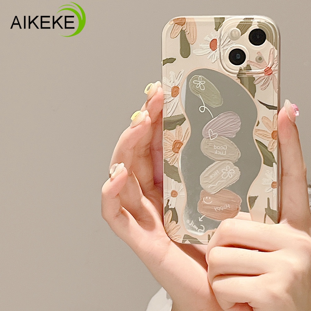 Ốp Điện Thoại TPU Mềm Họa Tiết Hoa Cúc Có Gương Soi Cho iPhone 13 12 11 Pro XS Max XR X