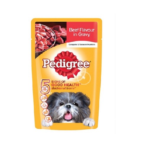 Thức ăn ướt pate sốt gói Pedigree cho chó vị gà, bò 130gram