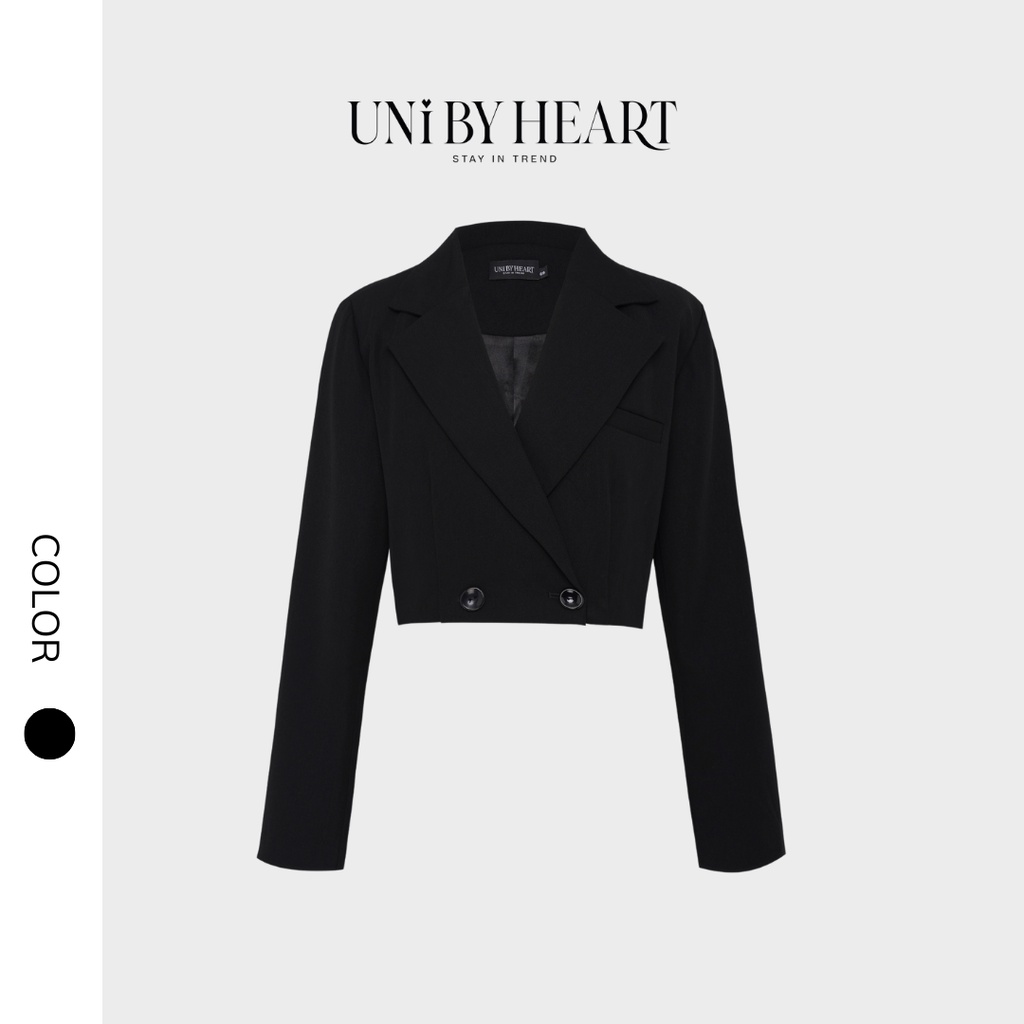 Áo blazer croptop nữ Kaylar Blazer màu đen dáng ngắn, chất liệu dày dặn - Uni By Heart