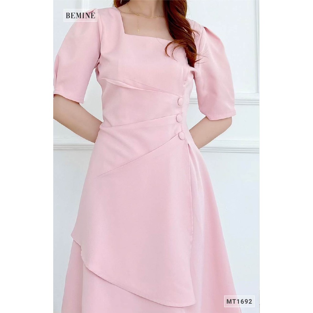 Đầm xếp ly 3 cúc vạt tùng BEMINE MT1692HONG | BigBuy360 - bigbuy360.vn