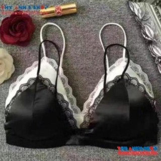 [ hàng đẹp] áo Bra phi lụa bóng viền ren sexy 265