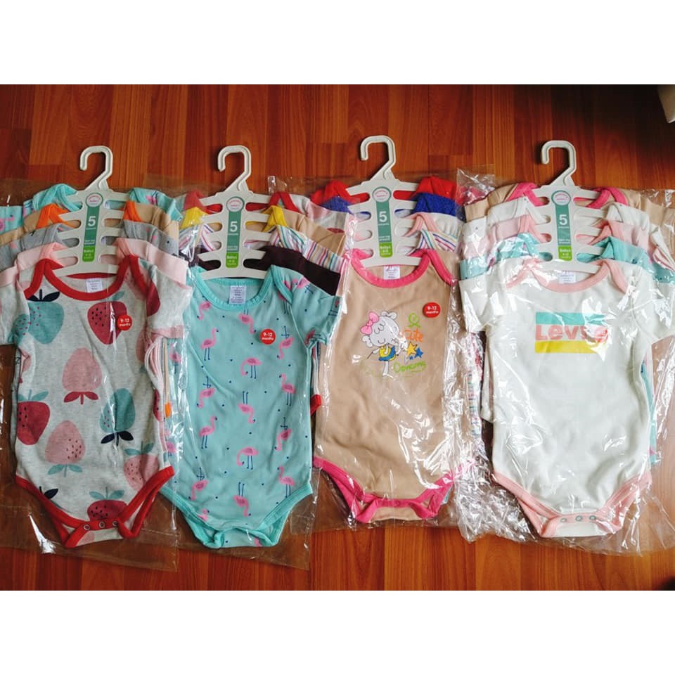 Set 5 bộ body suit tay ngắn tam giác cho bé Trai 2kg - 11kg - áo liền quần, body suit, sleep suit, body ngắn tay