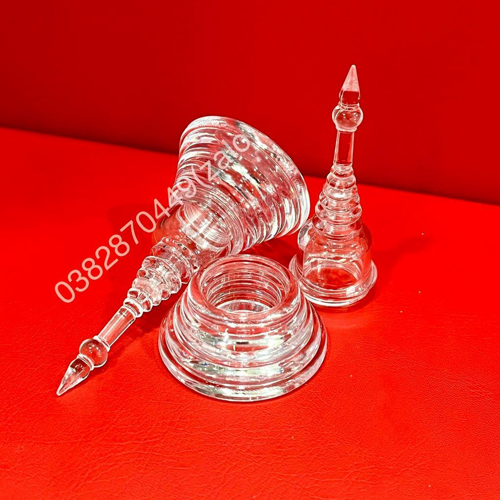Tháp Xá Lợi PHẬT GIÁO, Đựng Hạt Xá Lợi, Tháp Mica Trong Suốt Đặt Bàn Thờ 9,5cm