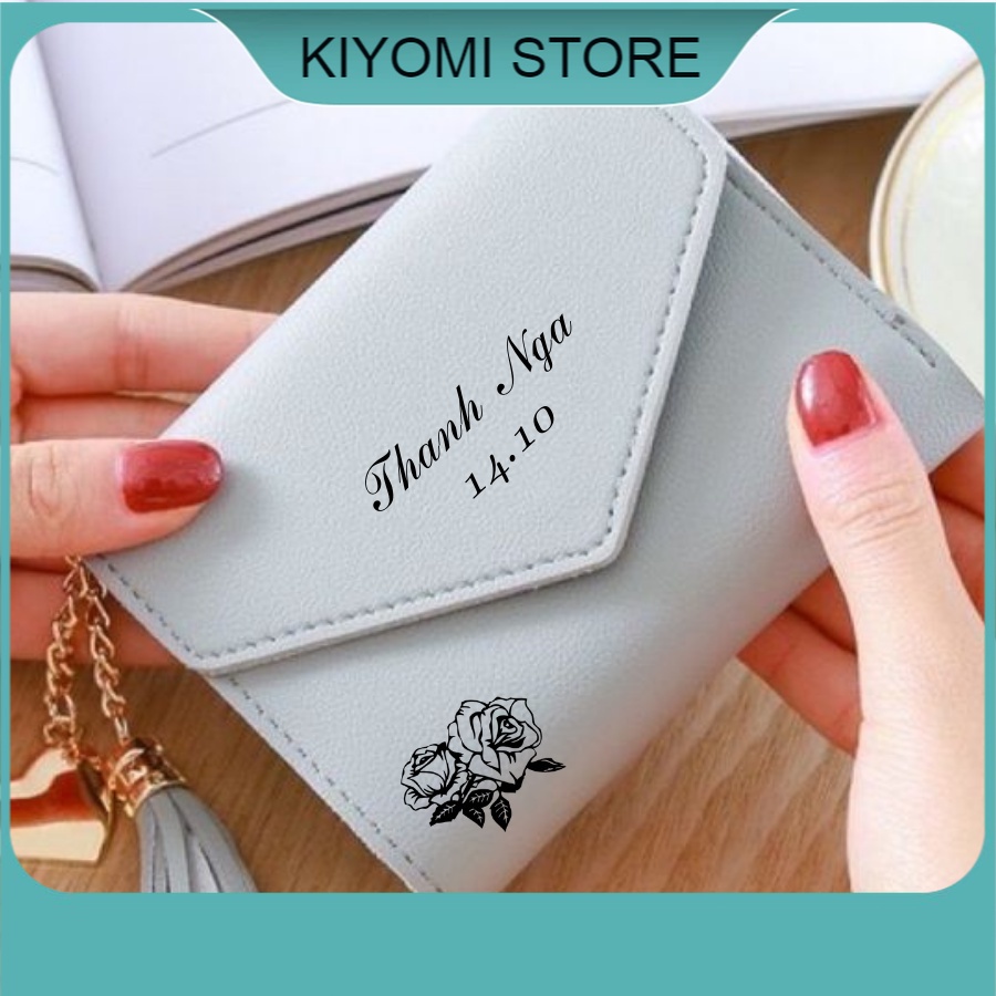 Ví nữ khắc theo yêu cầu mini ngắn cầm tay nhỏ ngọn cao cấp ngắn đẹp sang trọng giá rẻ KIYOMI STORE