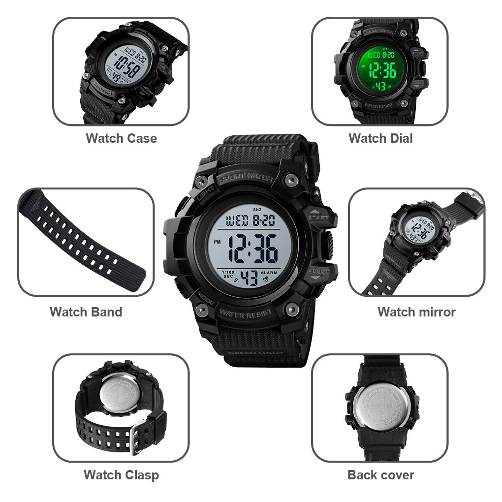 Đồng Hồ Nam SKMEI 1552 Kỹ Thuật Số Đèn Led Chống Thấm Nước Phong Cách Quân Đội | BigBuy360 - bigbuy360.vn