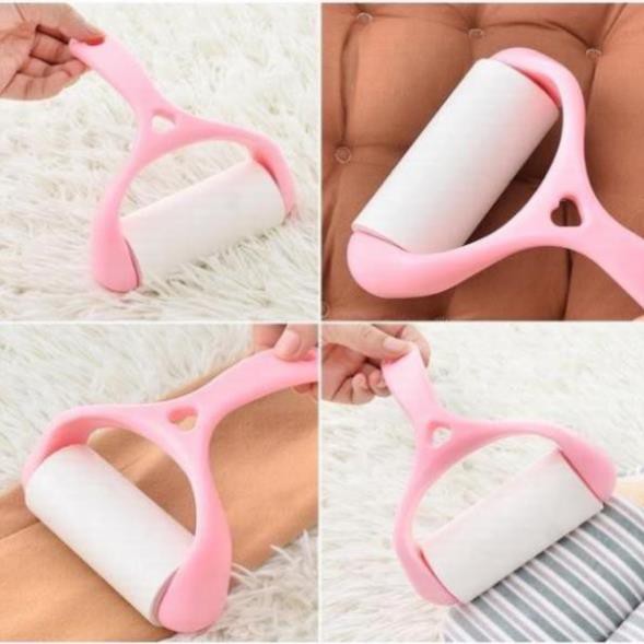 [ XẢ HÀNG ] CÂY LĂN BỤI QUẦN ÁO HỒNG KÈM THÊM 2 CUỘN LĂN BỤI
