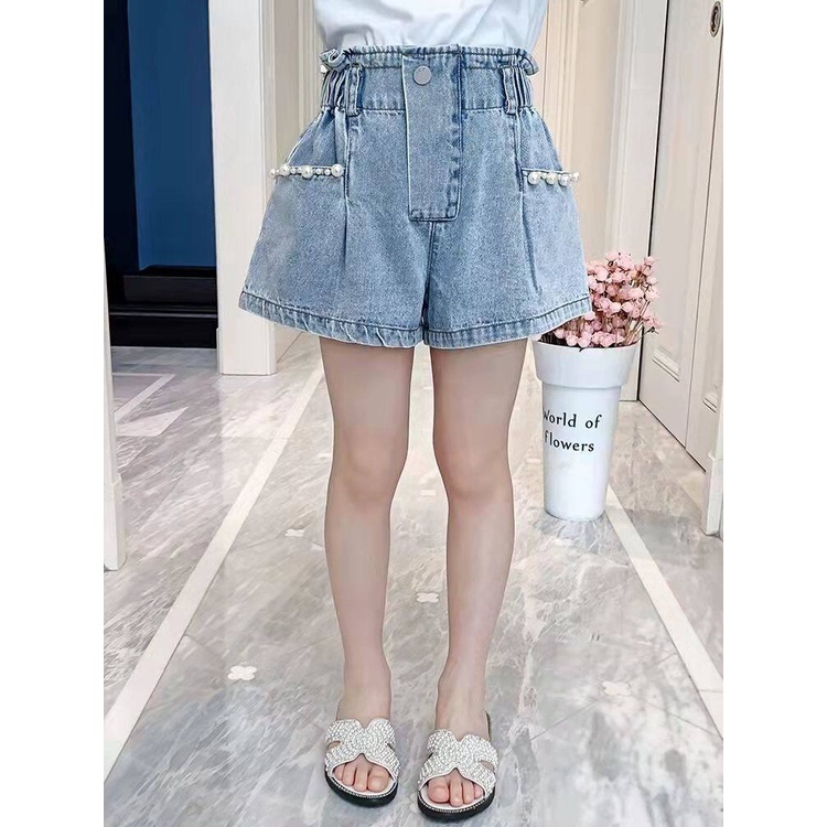 Quần Short Denim Mỏng Thời Trang Mùa Hè Mới 2022 Cho Bé Gái