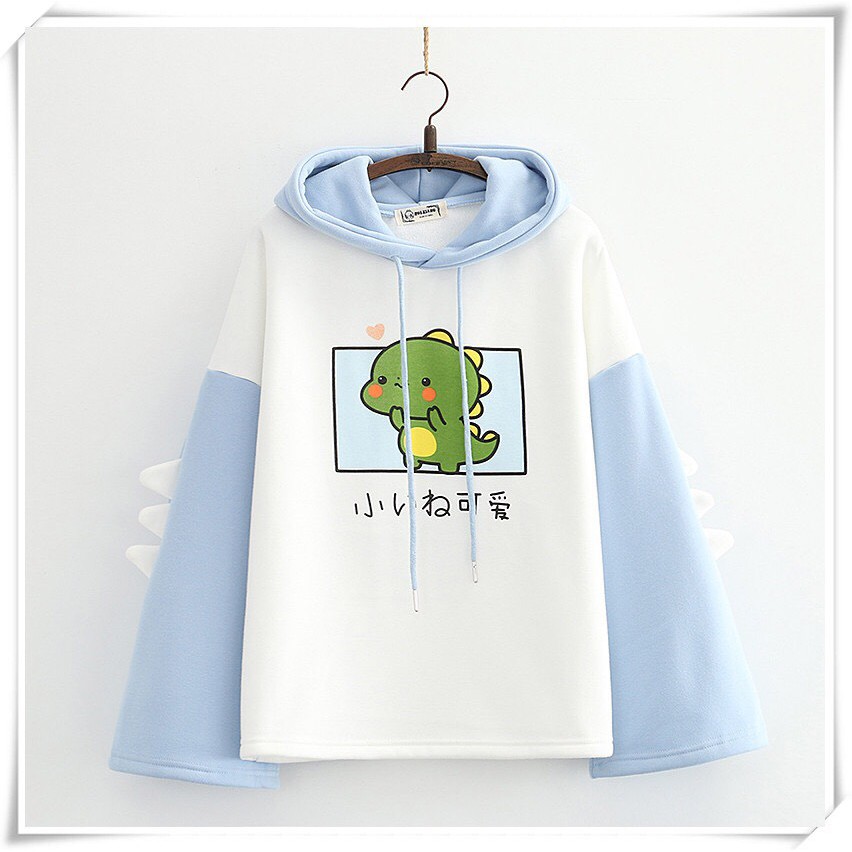 Hoodie unisex in hình khủng long tay ống xòe lạ mắt | BigBuy360 - bigbuy360.vn