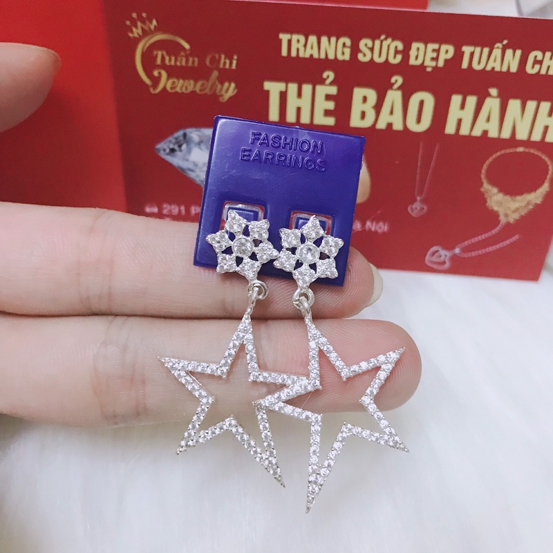 ⚡ẢNH THẬT⚡ Khuyên Tai Nữ, Hoa Tai Bạc Hình Ngôi Sao Cá Tính, Bảo Hành Chất Lượng