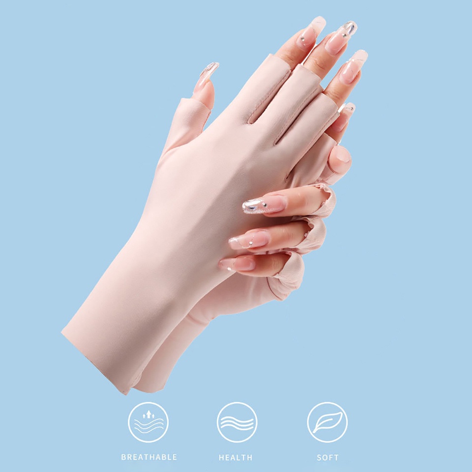 Găng tay thể thao hở ngón chống tia UV siêu nhẹ thông thoáng cho nữ