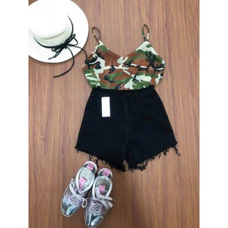 Quần Short Jeans Nữ Đen Trắng