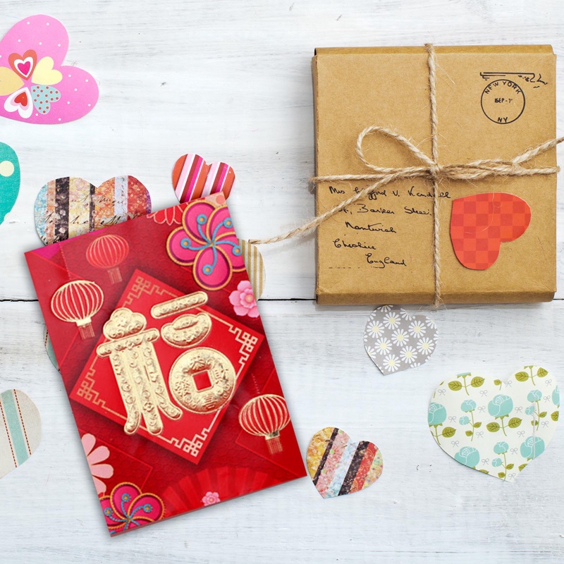 Set 6 Bao Lì Xì Năm Mới 2023 Dày Dặn Màu Đỏ Phong Cách Trung Hoa