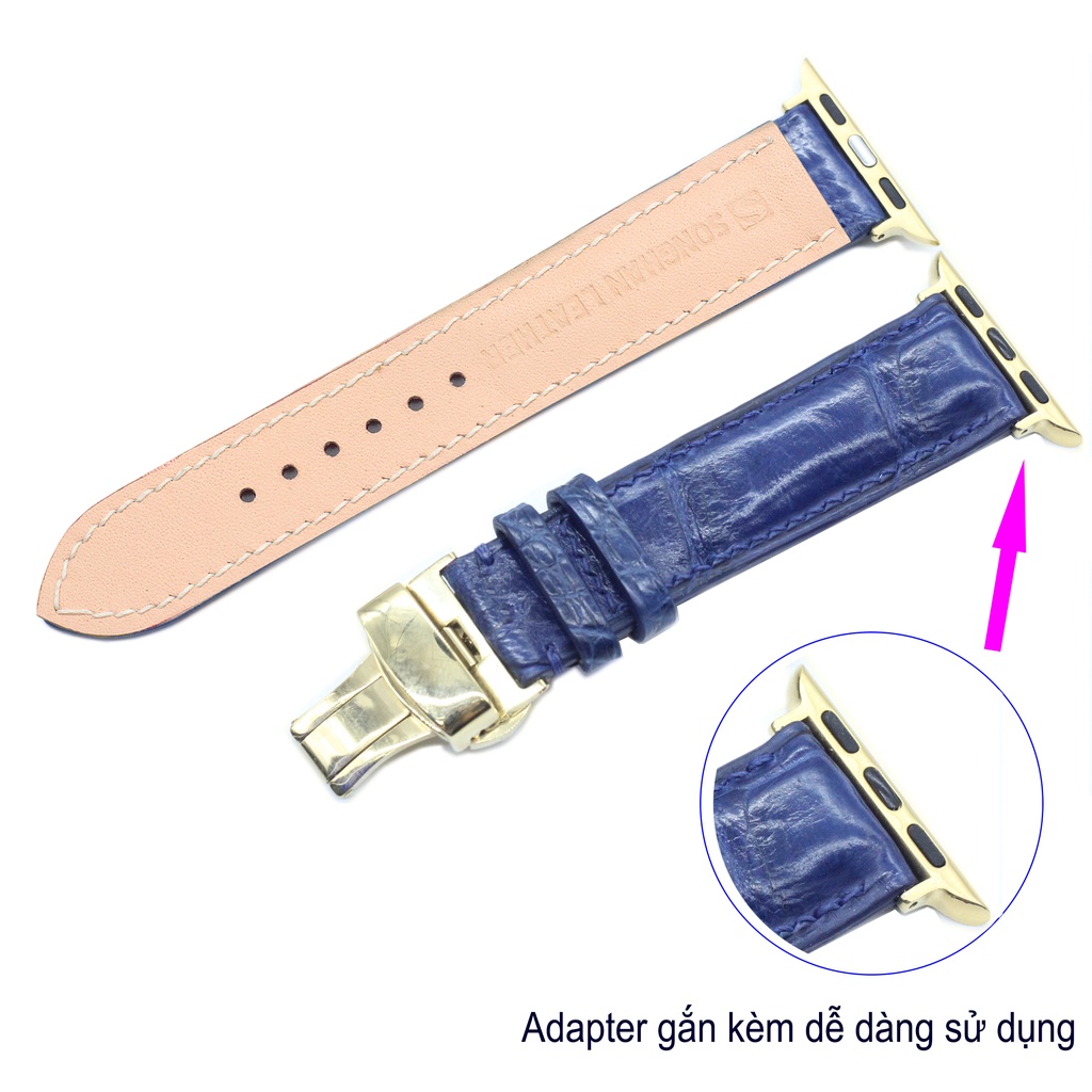 Dây Da Đeo Thay Thế Apple Watch Songhan Leather AW01.Dây Da Cá Sấu Khóa Gập Cao Cấp,Size 38mm-45mm.BH 12 Tháng
