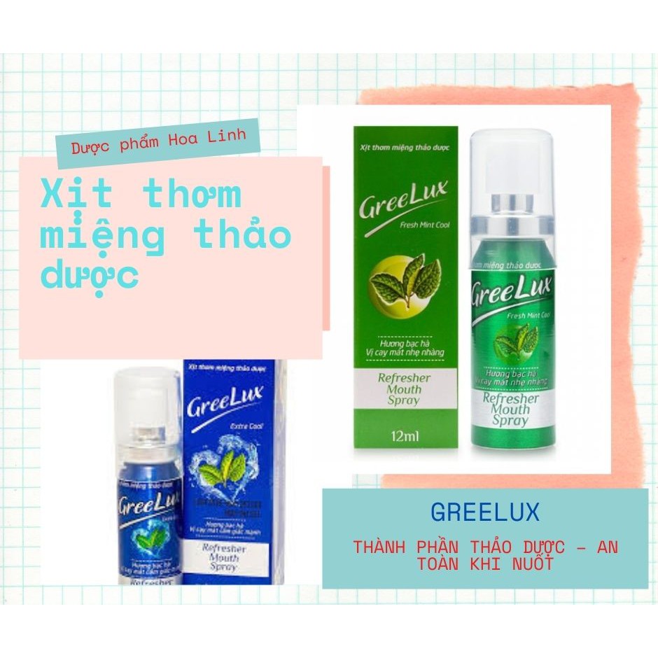 Greelux - Xịt Thơm Miệng Thảo Dược Greelux 12ml - Dược Hoa Linh