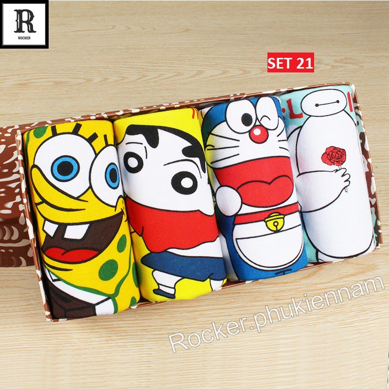 [Combo] Hộp 4 Quần Lót Nam Boxer - Quần Sịp Boxer HOẠT HÌNH S001.21