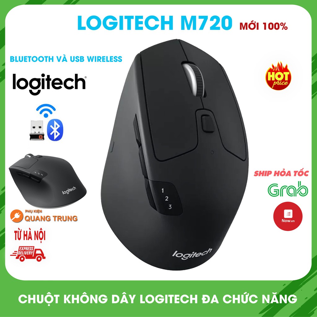 Chuột máy tính không dây Logitech M720 màu đen,hỗ trợ usb không dây và bluetooth