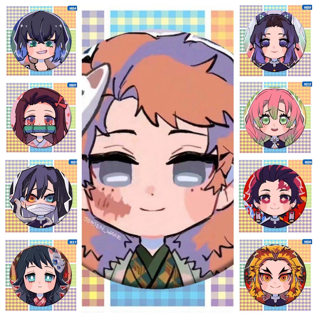 Huy hiệu IN HÌNH KIMETSU NO YAIBA THANH GƯƠM DIỆT QUỶ anime chibi xinh xắn