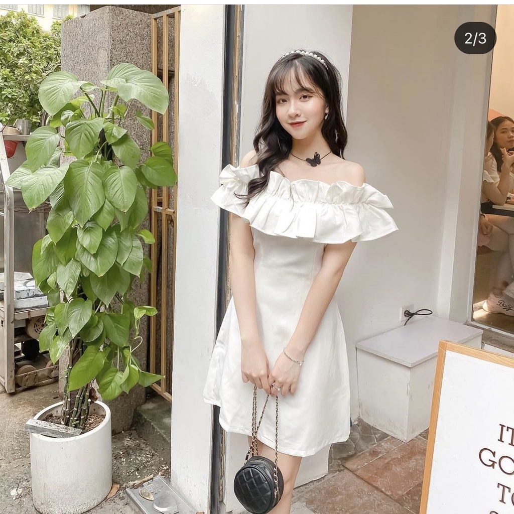 Đầm trắng trễ vai bèo xoắn hotgirl cực xinh Vio Dress