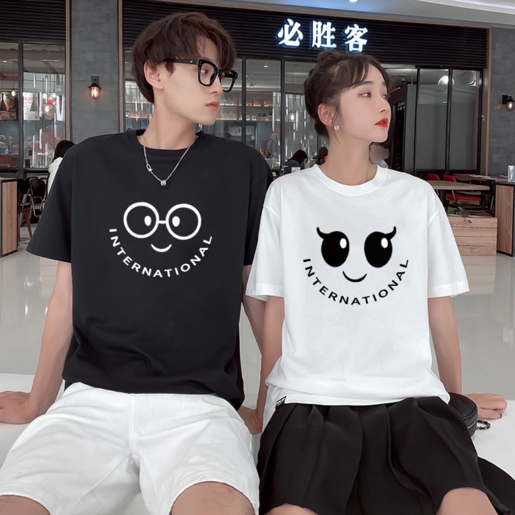Áo đôi  tay lỡ Nam Nữ Unisex , áo thun cặp cotton mặc mát co giãn thoải mái AM14