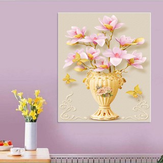 Tranh Đính Đá Bình Hoa Nghệ Thuật 57*70 Tranh Đính Đá LV459