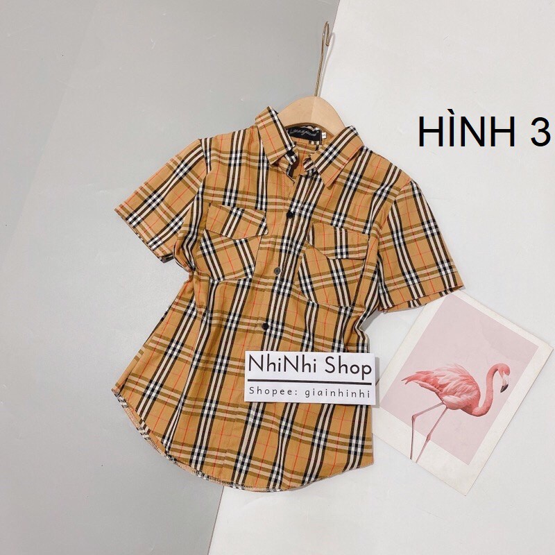 XẢ HÀNG Áo sơ mi kẻ BBR 2 túi form vừa, Áo kiểu sơ mi kẻ ngắn tay cổ bẻ SM2072 - NhiNhiShop