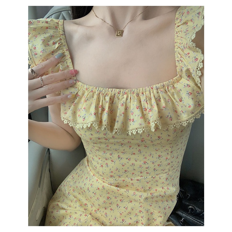 Đầm Dáng Chữ A Không Tay Cổ Vuông Họa Tiết Hoa Phong Cách Hàn Quốc Thời Trang Mùa Hè Hàng Mới 2022