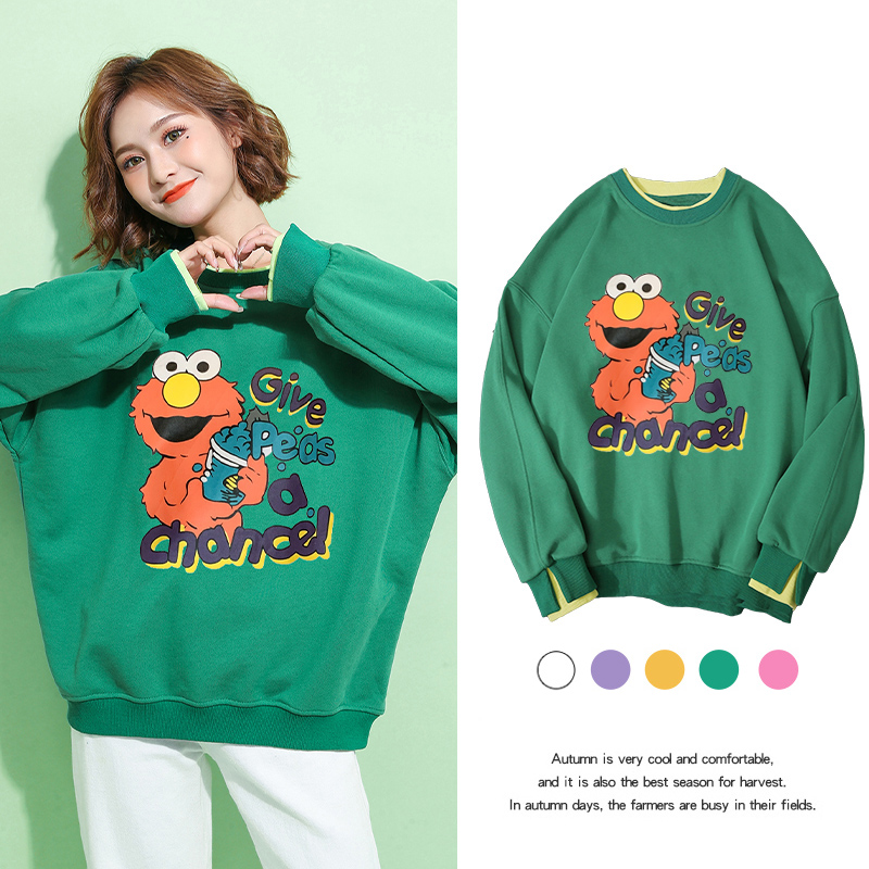 2020 new Korean style long-sleeved sweater women autumn print coat