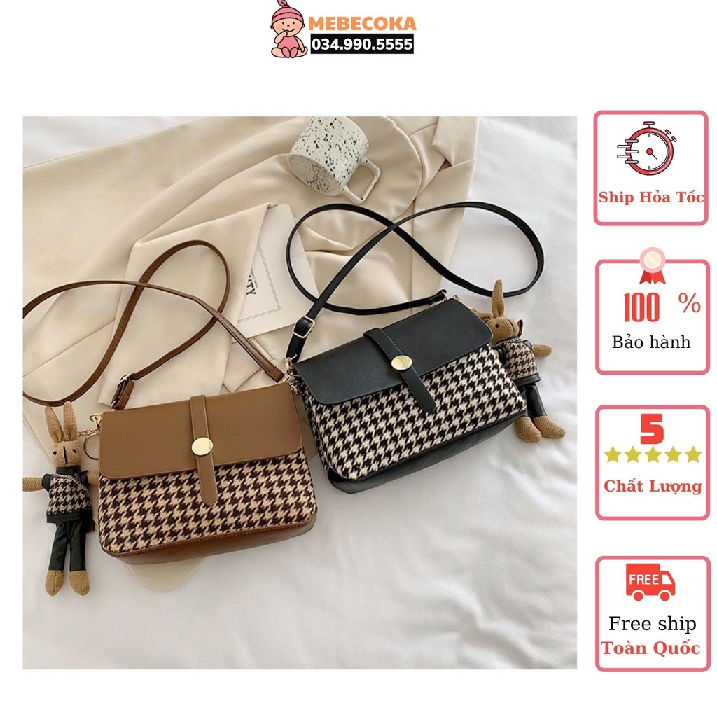 Túi xách nữ công sở, Túi đeo chéo Quảng Châu da kẻ sọc cao cấp, sang trọng, thời trang đẳng cấp COKABAG