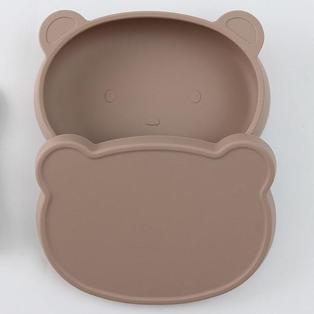 Bát ăn dặm silicon gấu molli kèm nắp
