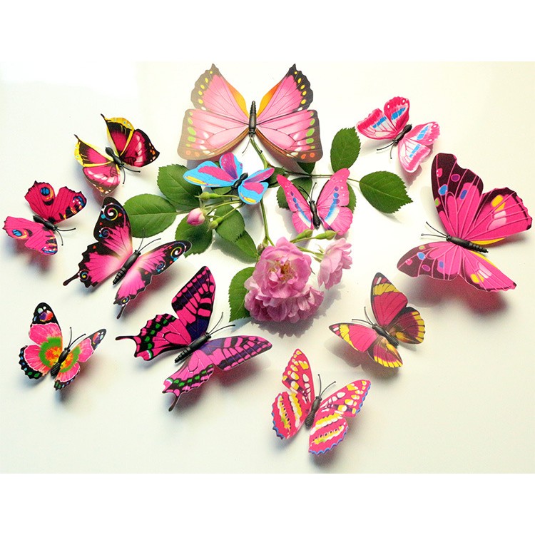Bộ 12 bướm nam châm 3D (bướm cánh 1 tầng)