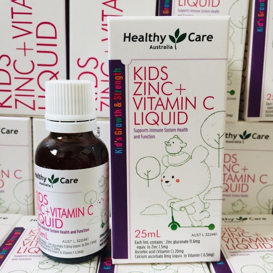 Kẽm Nước Healthy Care Kids Zinc + Vitamin C Liquid 25ml Tăng Cường Sức Đề Kháng Cho Bé của Úc