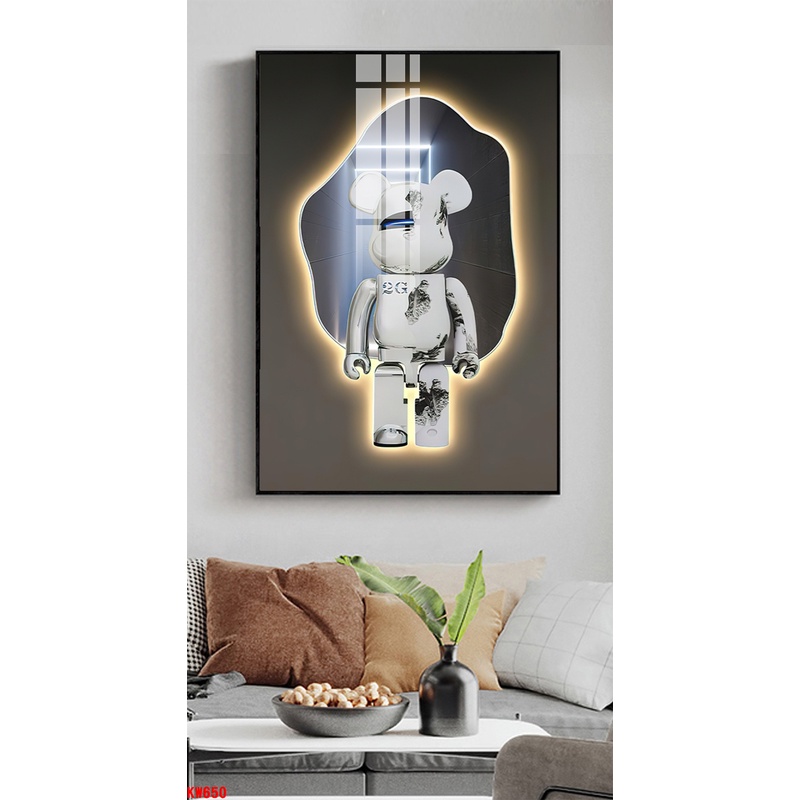 Tranh treo tường- Tranh Laminate Tráng gương- Gấu KAWS - Bộ 1 tấm 05