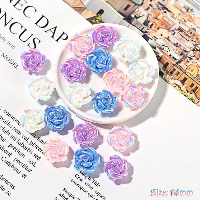 Set 10 phụ kiện hoa hồng nhựa nhiều màu thủ công cho nữ