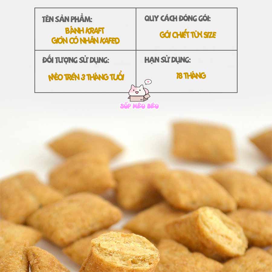 Bánh thưởng giòn có nhân hãng Kafed gói chiết 25gr,50gr mix sẵn 3 vị dùng thử cho Mèo ăn vặt dinh dưỡng cao