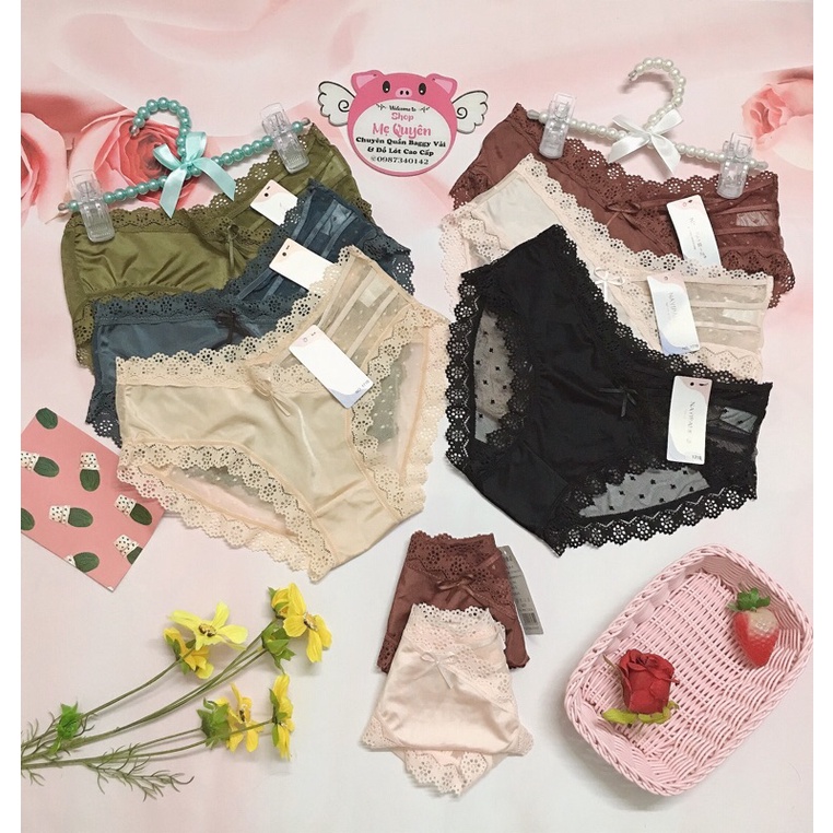 Quần lót ren vạt chéo sexy- thiết kế chấm bi lưới xuyên thấu ôm trọn vòng 3 gợi cảm