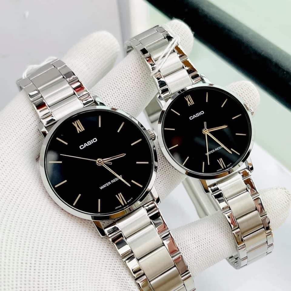 Đồng hồ Đôi nam nữ Casio MTP/LTP-VT01, đồng hồ chính hãng, dây thép bạc