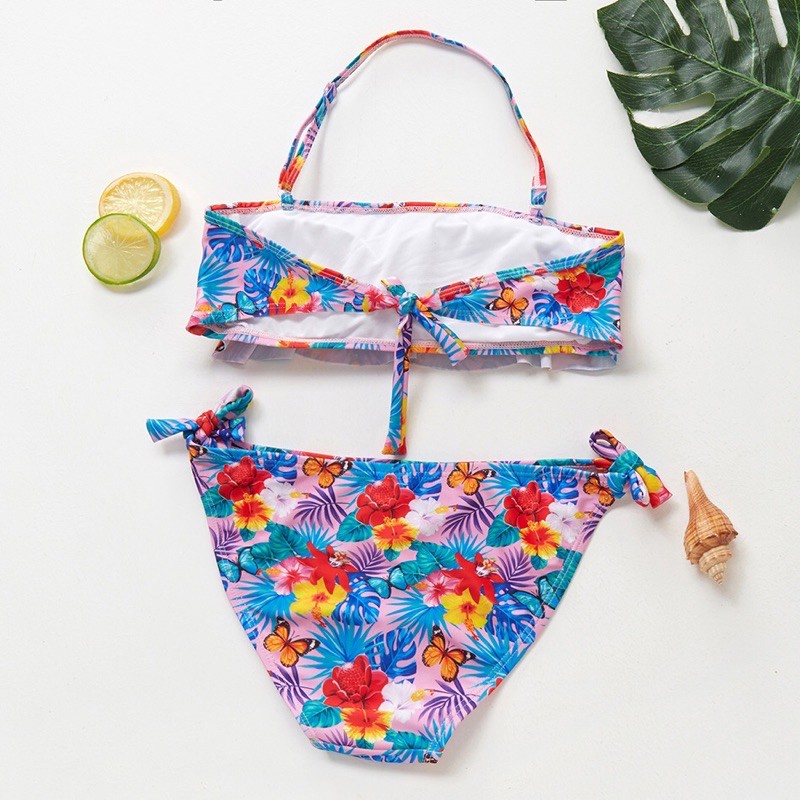 Bikini/ bộ bơi đi biển bé gái hoạ tiết hoa nhiệt đới hàng xuất size đại 2021